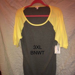 LULAROE JULIA - NWT 3XL GREY WITH YELLOW